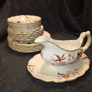 Booths Fresian Floral Gravy Boat Set with china